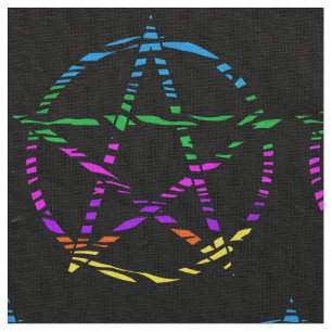 Colourful Zebra Print Pentagram Fabric