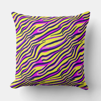 Colourful Zebra Print Stripe Abstract Pattern Throw Pillow