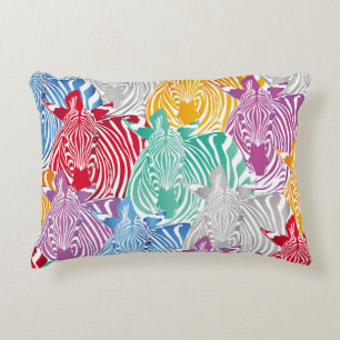 Colourful zebra seamless pattern. Wild animal text Accent Pillow