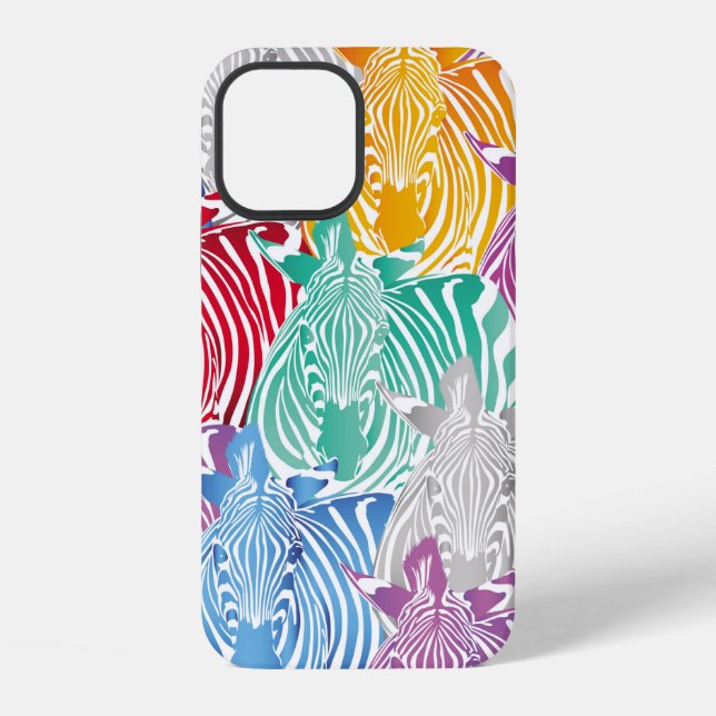 Colourful zebra seamless pattern. Wild animal text iPhone Case (Back)
