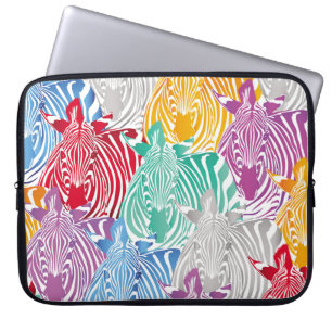 Colourful zebra seamless pattern. Wild animal text Laptop Sleeve