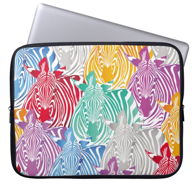 Colourful zebra seamless pattern. Wild animal text Laptop Sleeve (Front)