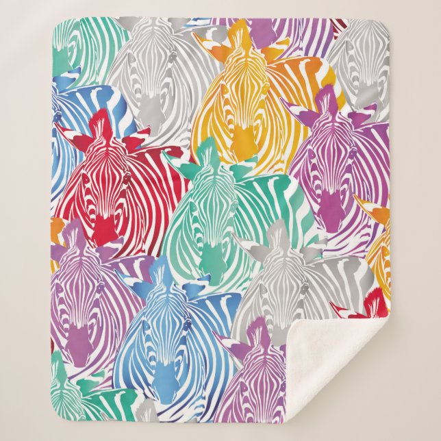 Colourful zebra seamless pattern. Wild animal text Sherpa Blanket (Front)
