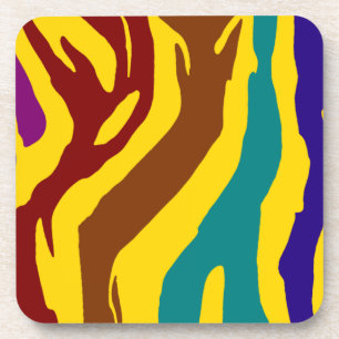 Colourful zebra stripes coaster