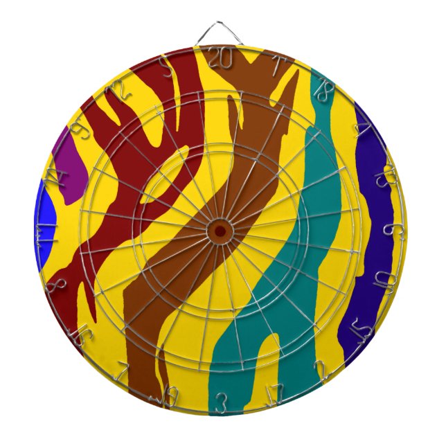 Colourful zebra stripes dartboard (Front)