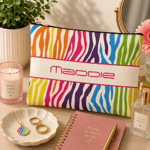 Colourful Zebra Stripes Pattern Accessory Pouch