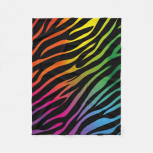 Colourful zebra texture fleece blanket