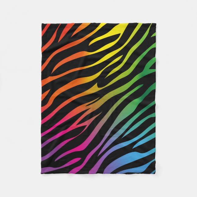 Colourful zebra texture fleece blanket (Front)