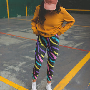 Colourful Zebra Wild Animal Pattern Leggings