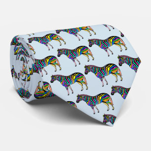 Colourful Zebra With Coloured Stripes Necktie