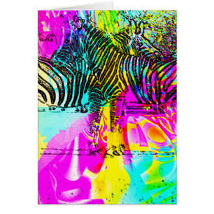 Colourful Zebras Blank Inside Greeting Card