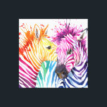 Colourful Zebras Large watercolor Art Canvas Print<br><div class="desc">I have unfortunately for me fallen in love with yet another phenomenal artist whose Images I want to purchase dozens for you; yet, as I do pay the $50.00 to $100.00 Extended Licenses each to legally use the art on my Zazzle products for you, I've purchased 8 now and a...</div>