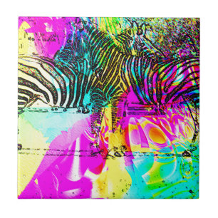 Colourful Zebras Tile