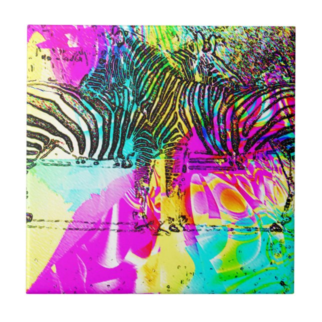 Colourful Zebras Tile (Front)