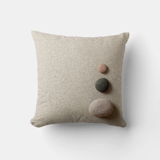 Colourful Zen Stones On Sand Background Throw Pillow (Front)
