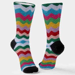 Colourful Zig Zag Crochet Socks