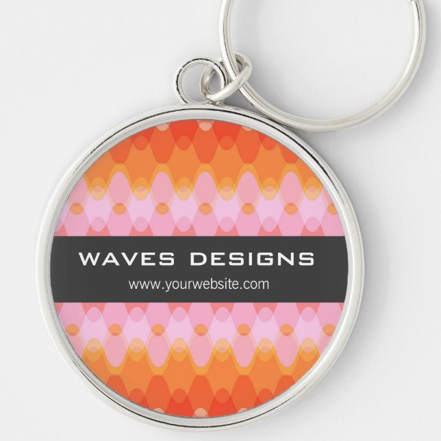 Colourful Zig Zag Waves Modern Abstract Pattern Keychain (Front)