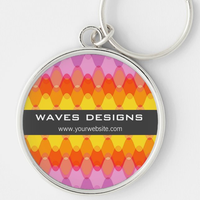 Colourful Zig Zag Waves Modern Abstract Pattern Keychain (Front)