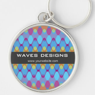 Colourful Zig Zag Waves Modern Abstract Pattern Keychain