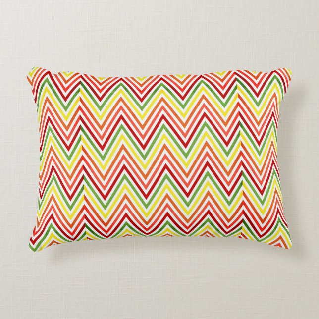 Colourful Zigzag Chevron Pattern Decorative Pillow (Front)