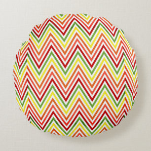 Colourful Zigzag Chevron Pattern Round Pillow