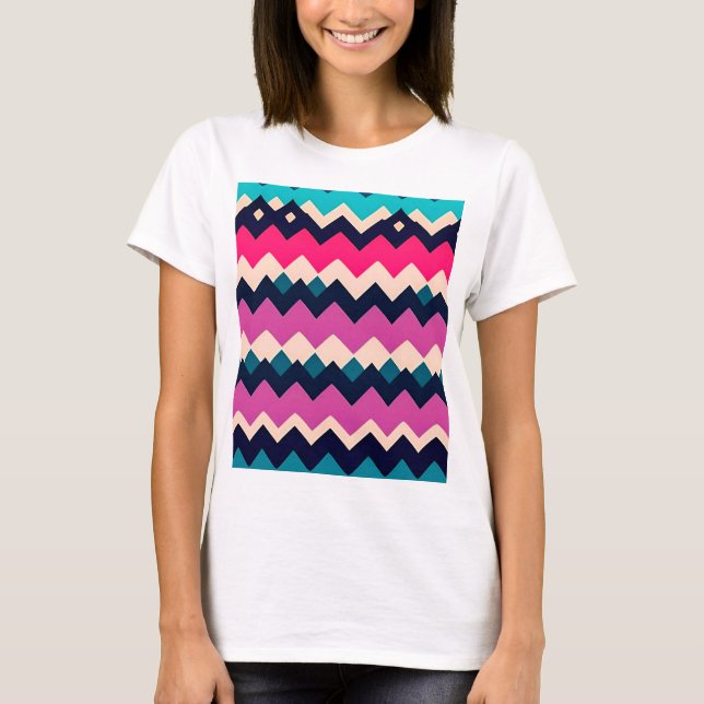 Colourful Zigzag Chevron Pattern  T-Shirt (Front)