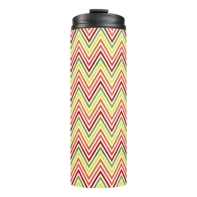 Colourful Zigzag Chevron Pattern Thermal Tumbler (Front)