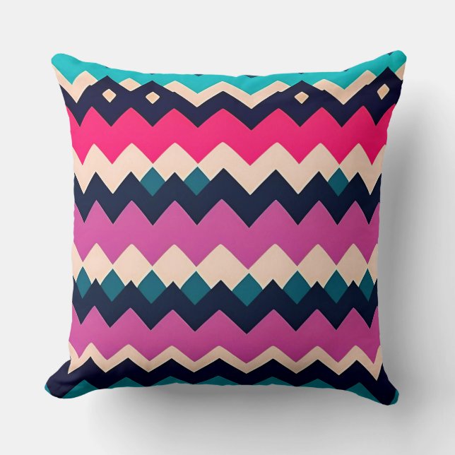 Colourful Zigzag Chevron Pattern  Throw Pillow (Front)