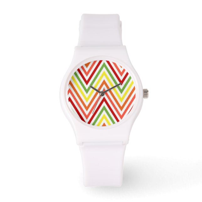 Colourful Zigzag Chevron Pattern Watch (Front)