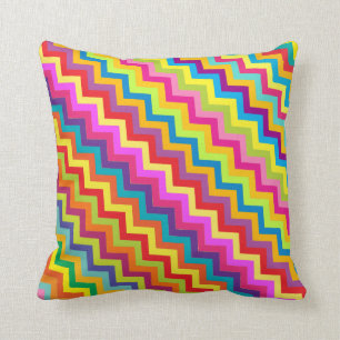 Colourful zigzag chevron patterned pillow