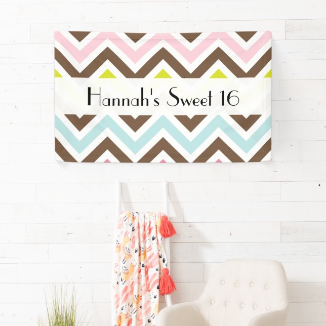 Colourful Zigzag, Chevron, Zigzag Pattern, Sweet 1 Banner (Insitu)