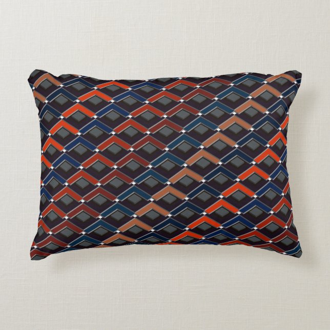 Colourful zigzag Karo-steps Accent Pillow (Front)