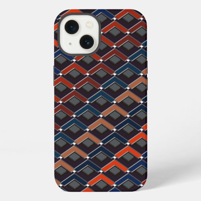 Colourful zigzag Karo-steps iPhone Case (Back)