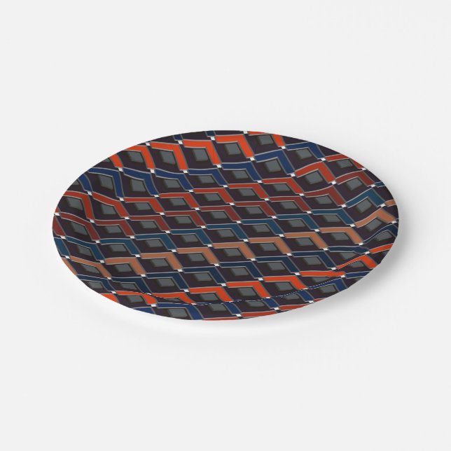 Colourful zigzag Karo-steps Paper Plate (Angled)