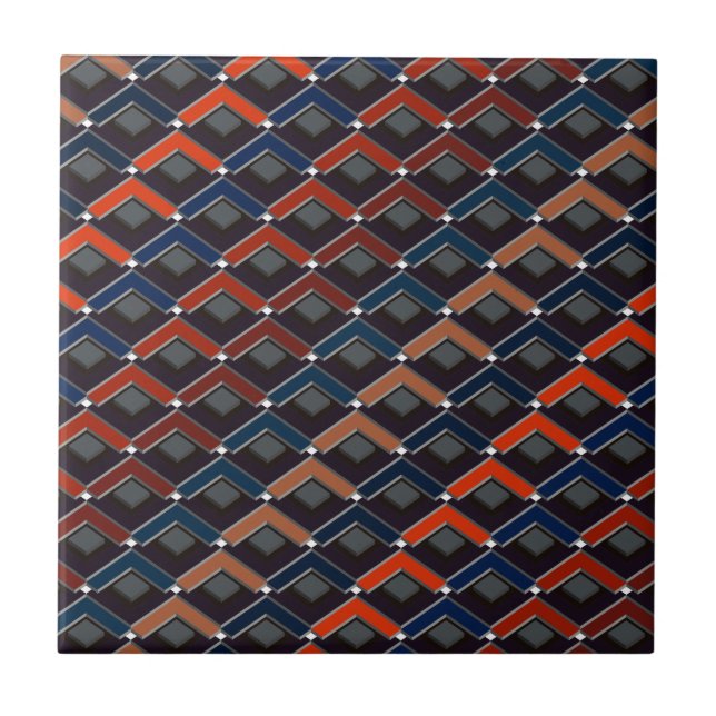 Colourful zigzag Karo-steps Tile (Front)