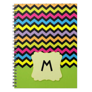 Colourful Zigzag Pattern Add Name Notebook