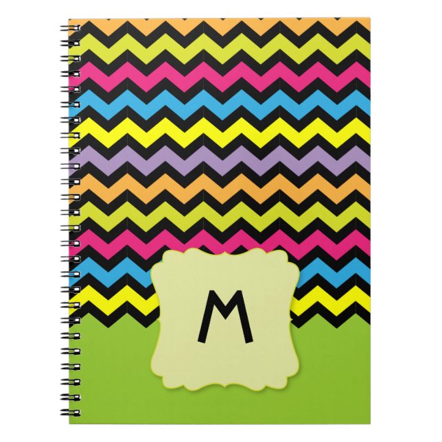 Colourful Zigzag Pattern Add Name Notebook (Front)