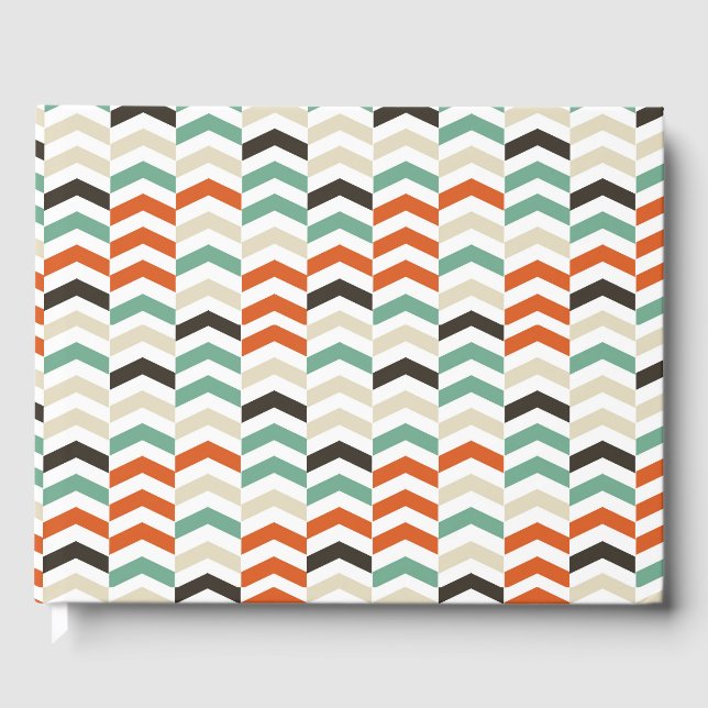 colourful zigzag pattern background guest book (Front)