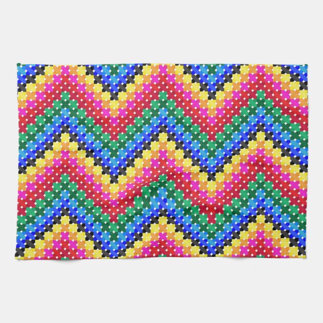 Colourful zigzag pattern kitchen towel (Horizontal)