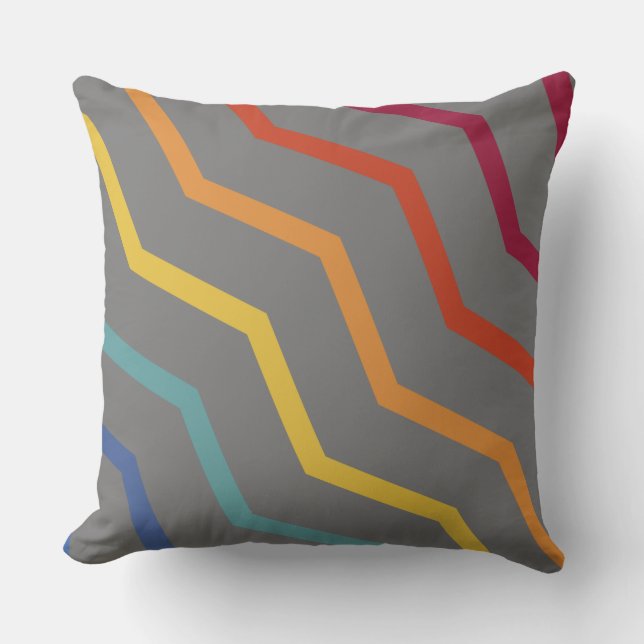 Colourful Zigzag Pattern Throw Pillow (Front)