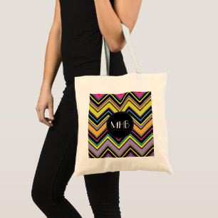 Colourful Zigzag, Rainbow Zigzag, Chevron, Monogra Tote Bag