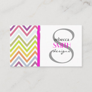 Colourful Zigzag, Rainbow Zigzag, Colourful Chevro Business Card
