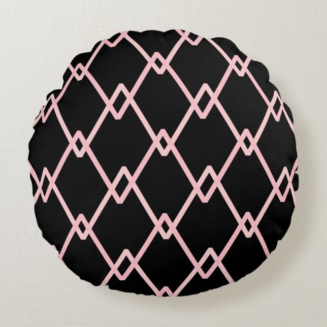 Colourful zigzag striped pattern background. Illus Round Pillow (Front)