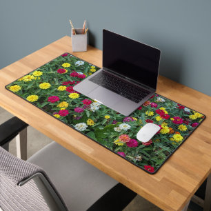 Colourful Zinnia Garden Floral Desk Mat