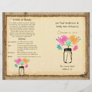 Colourful Zinnia Mason Jar Wedding Program
