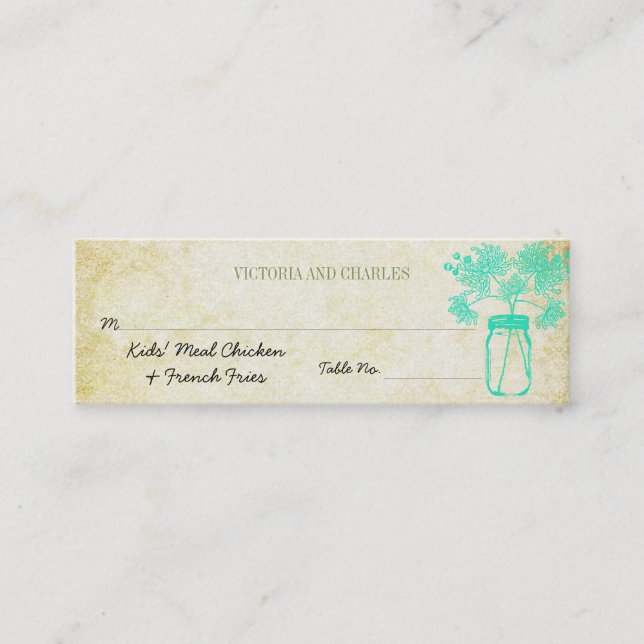 Colourful Zinnia Mason Jar Wild Flower Wedding Men Mini Business Card (Front)