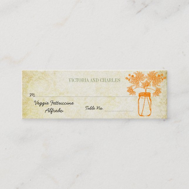 Colourful Zinnia Mason Jar Wild Flower Wedding Men Mini Business Card (Front)