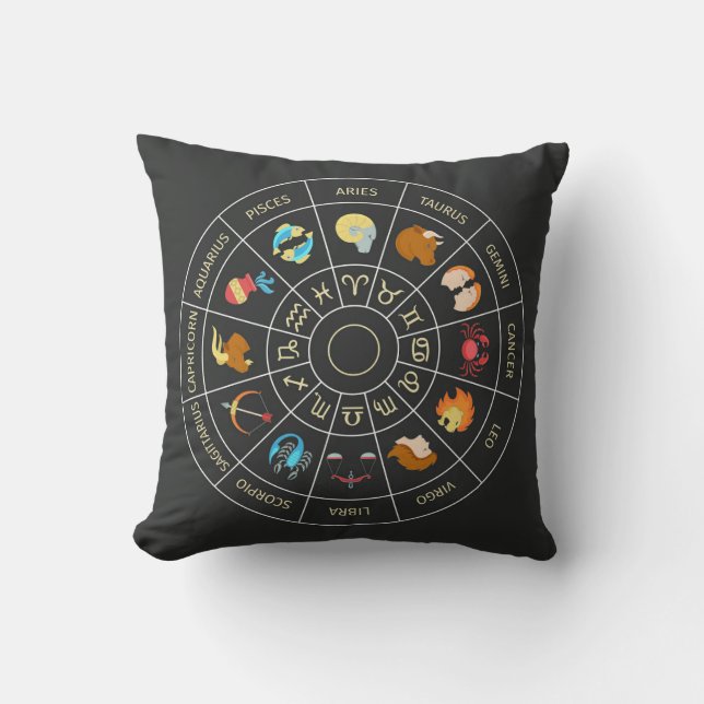 Colourful Zodiac Throw Pillow (Front)