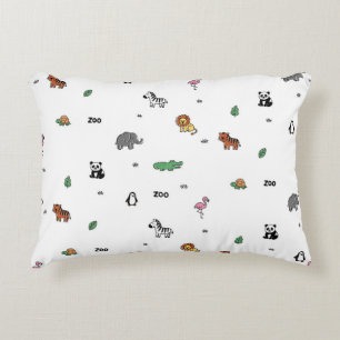 Colourful Zoo Animal Fun Accent Pillow