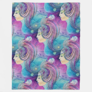 Colourfully ART of Faces - seamless pattern 5 Fleece Blanket